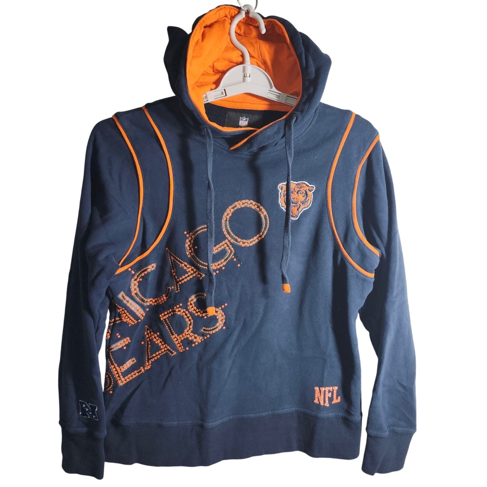 Chicago Bears NFL‎ Pro Line Hoodie Sweatshirt Navy Orange Adult Medium